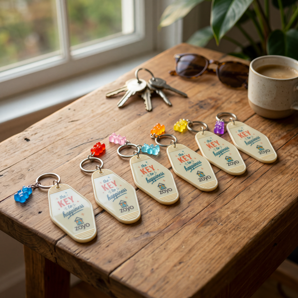 ZOYO Key to Happiness keychain with gummy bear charm